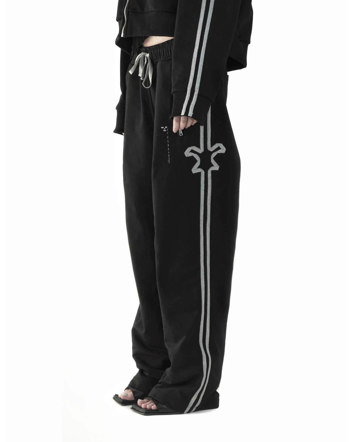 &quot;TMP&quot; Black Track Pants